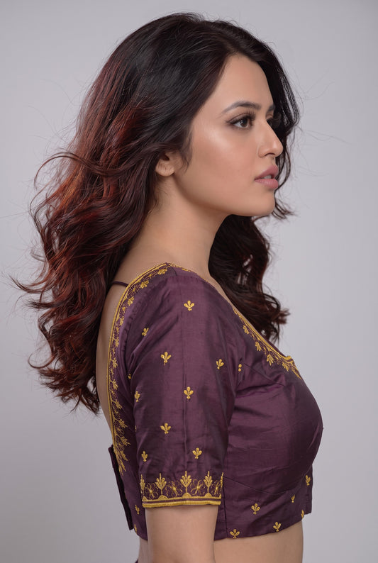 Machine Work Blouse wine
