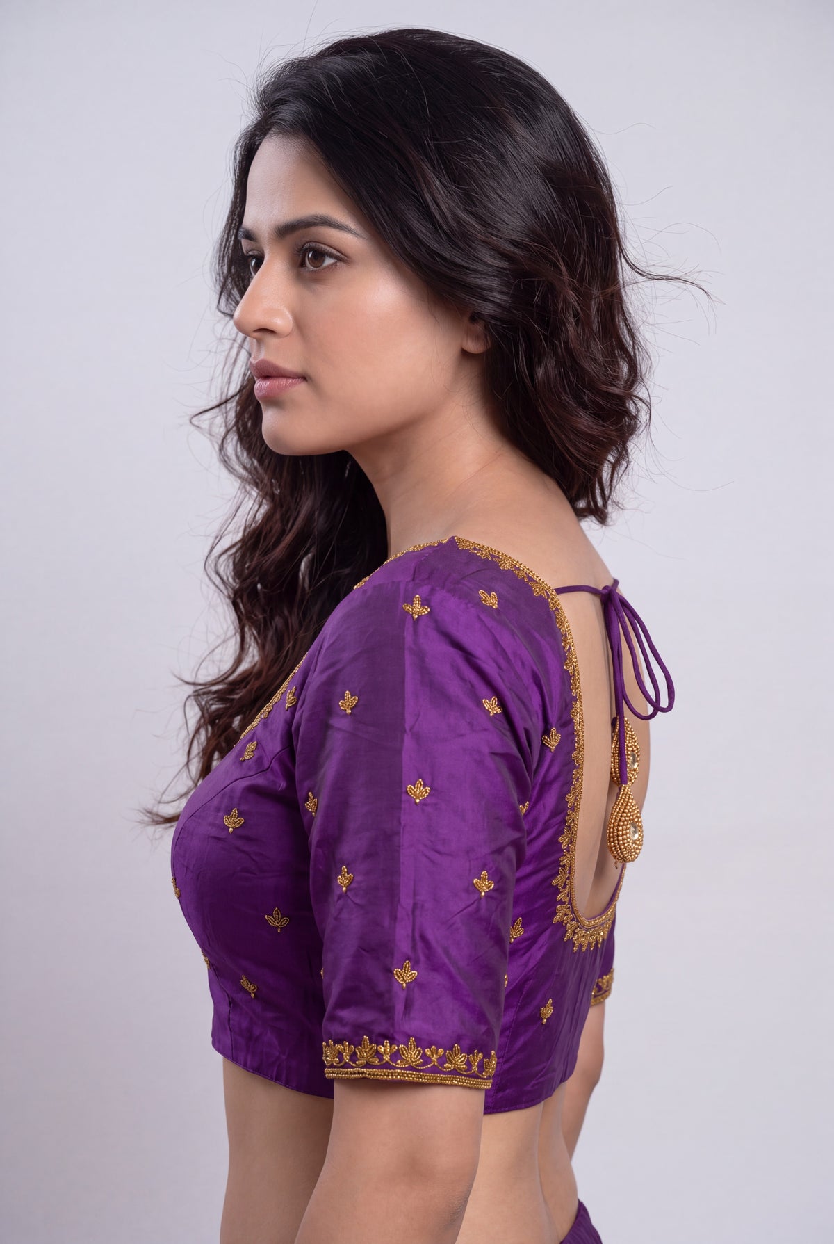 HANDWORK READY MADE BLOUSE  AARI WORK (PURPLE)