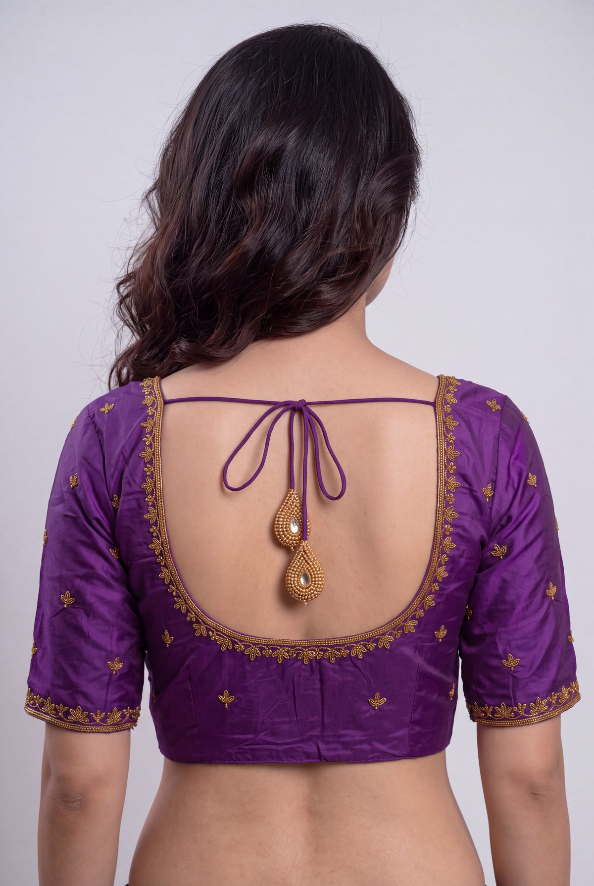 HANDWORK READY MADE BLOUSE  AARI WORK (PURPLE)