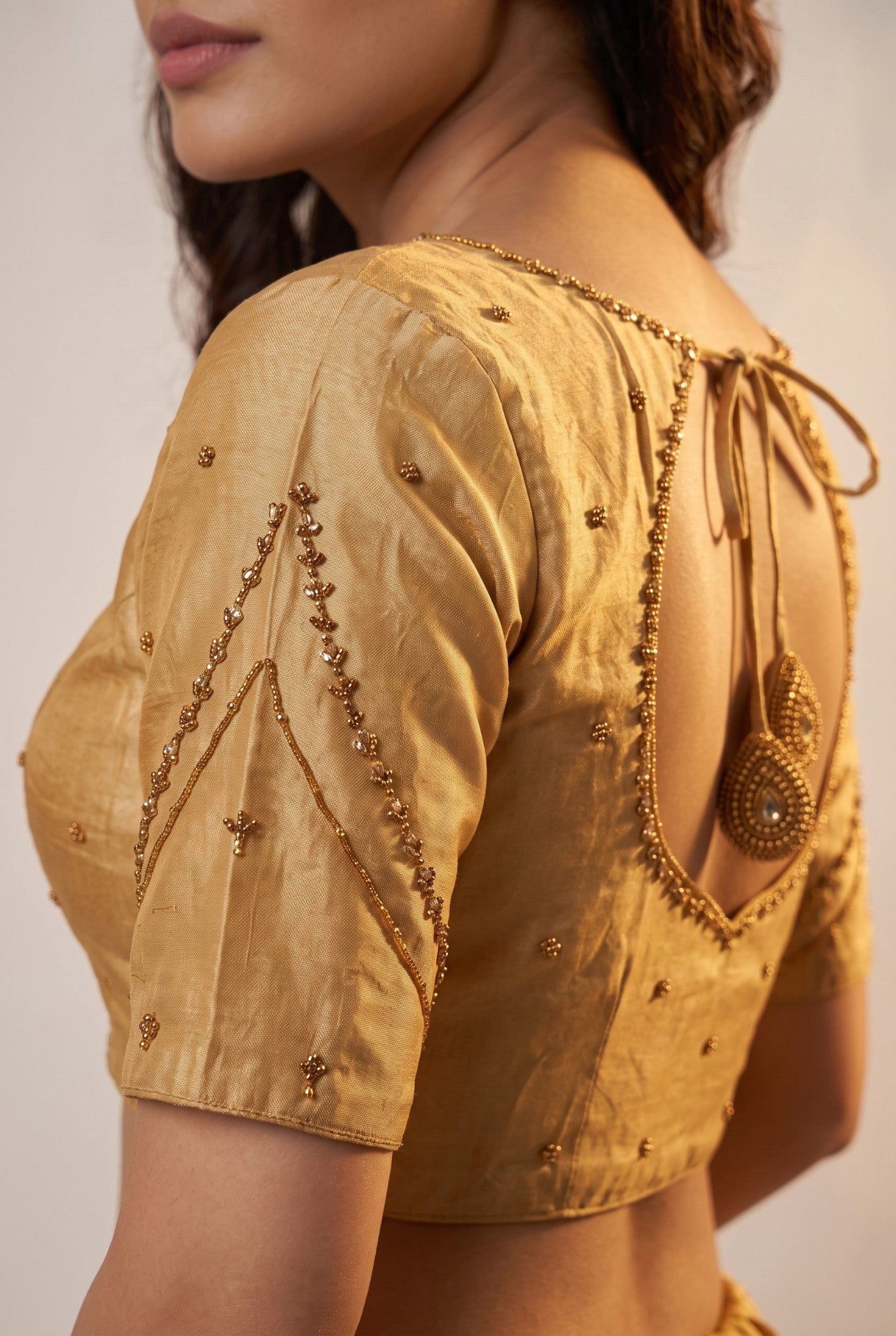 HANDWORK READY MADE  BLOUSE AARI WORK (GOLD)