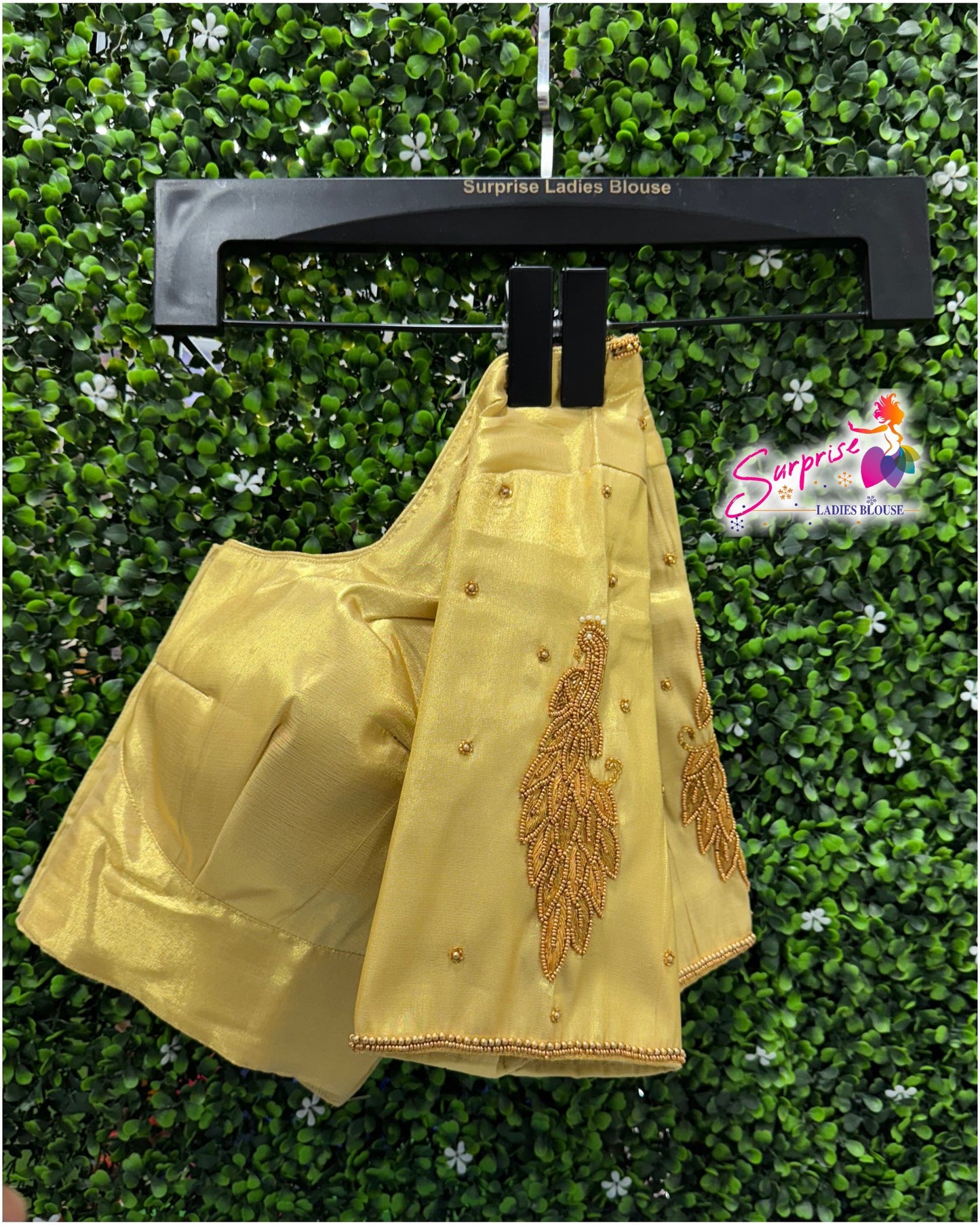HANDWORK READY MADE  BLOUSE AARI WORK (GOLD)