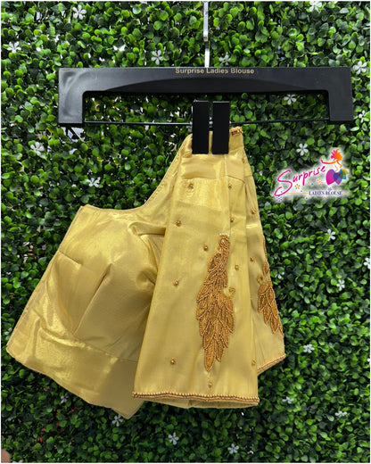 HANDWORK READY MADE  BLOUSE AARI WORK (GOLD)