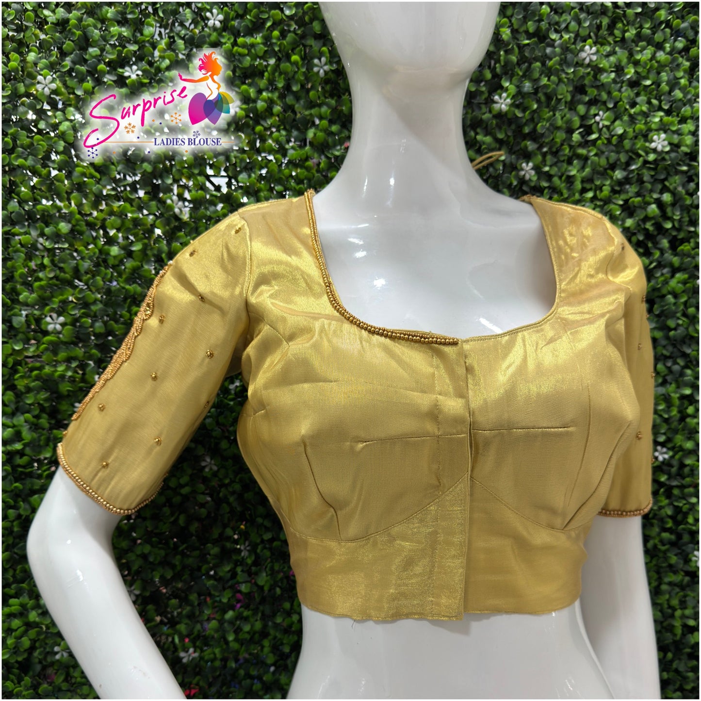 HANDWORK READY MADE  BLOUSE AARI WORK (GOLD)