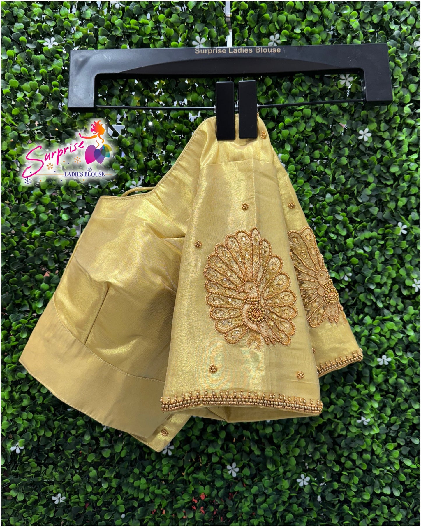HANDWORK READY MADE  BLOUSE AARI WORK (GOLD)