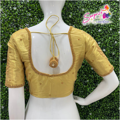 HANDWORK READY MADE  BLOUSE AARI WORK (GOLD)
