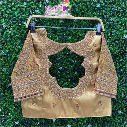 HANDWORK READY MADE  BLOUSE AARI WORK (GOLD)