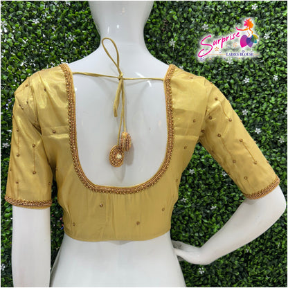 HANDWORK READY MADE  BLOUSE AARI WORK (GOLD)