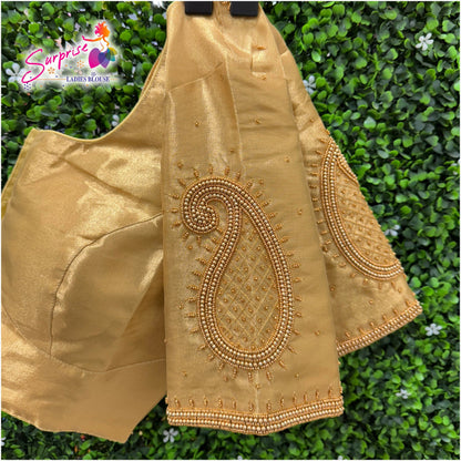 HANDWORK READY MADE  BLOUSE AARI WORK (GOLD)