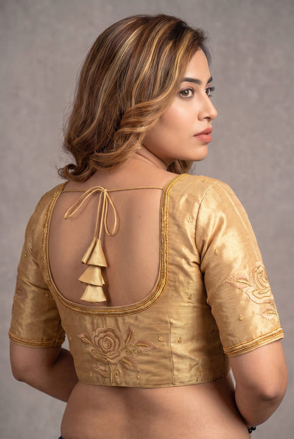 HANDWORK READY MADE  BLOUSE AARI WORK (GOLD)