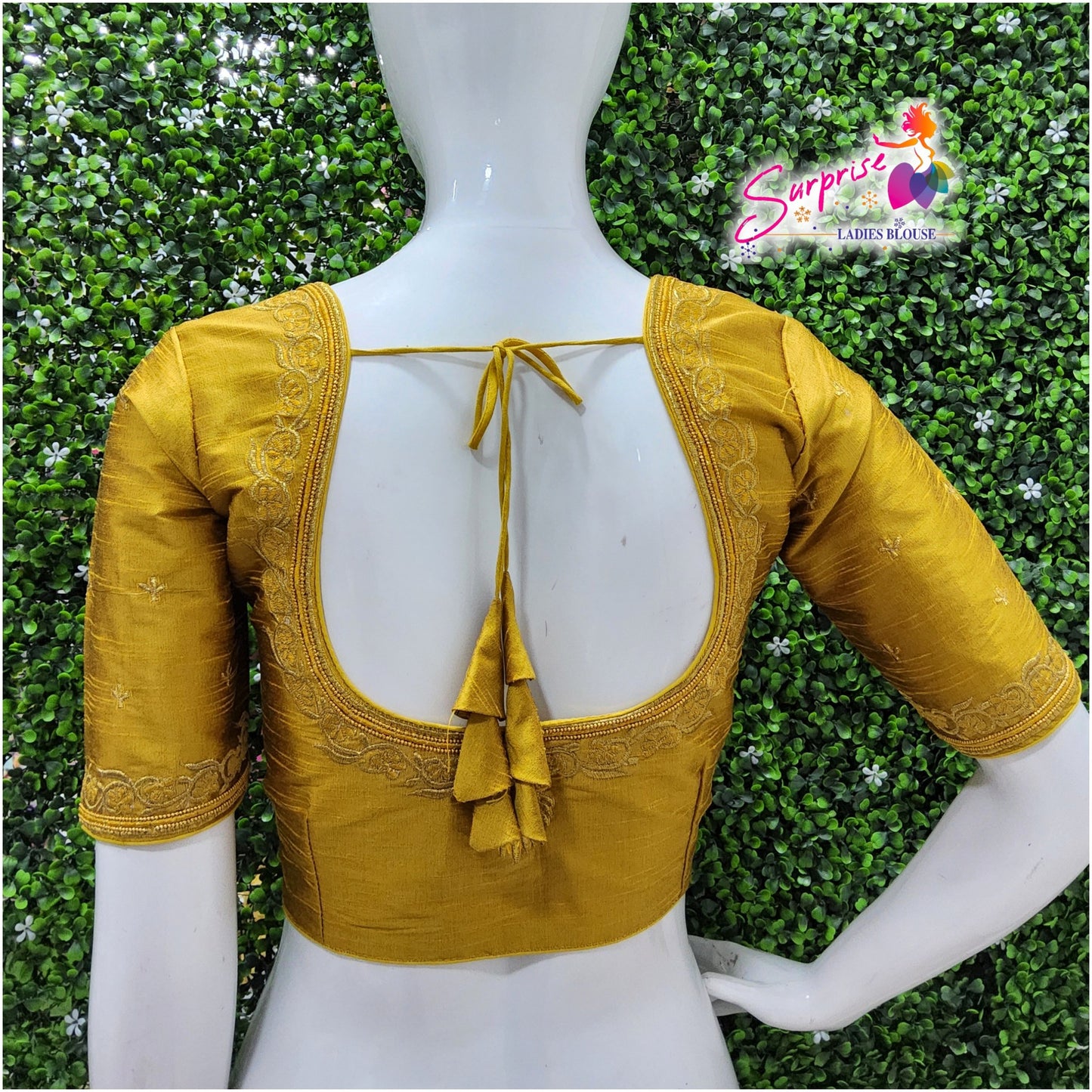 HANDWORK READY MADE  BLOUSE AARI WORK (GOLD)