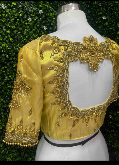 HANDWORK READY MADE  BLOUSE AARI WORK (GOLD)