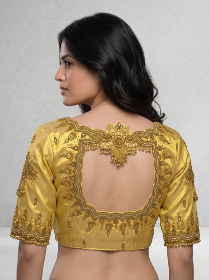 HANDWORK READY MADE  BLOUSE AARI WORK (GOLD)