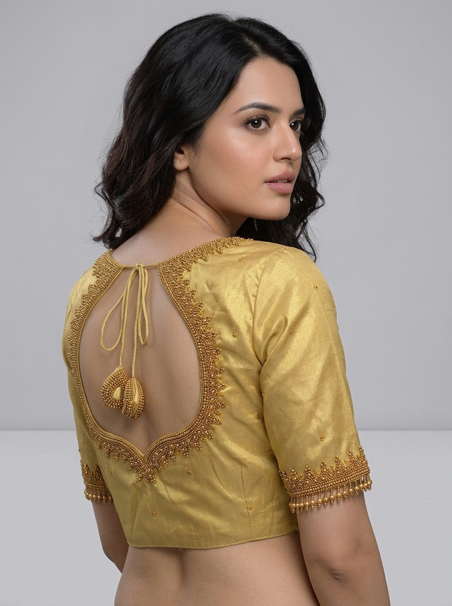 HANDWORK READY MADE  BLOUSE AARI WORK (GOLD)