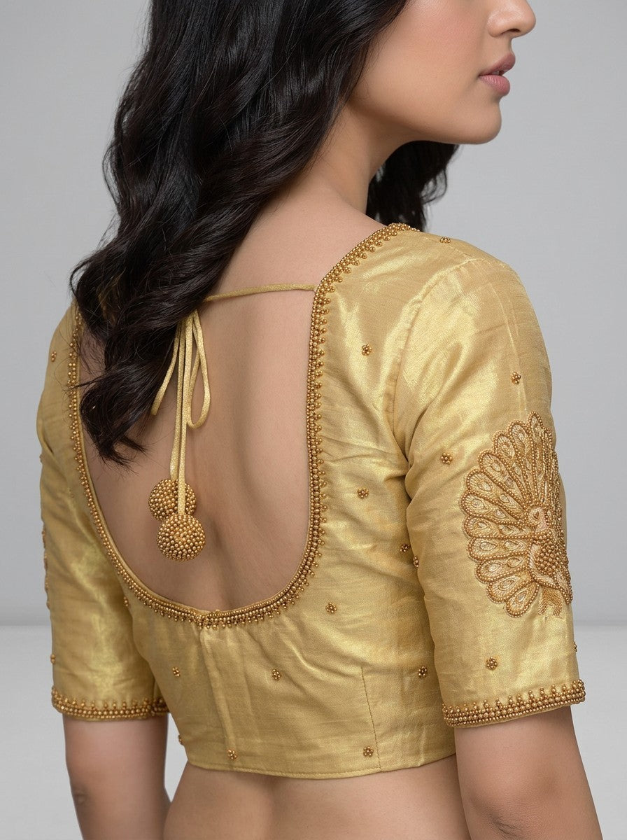 HANDWORK READY MADE  BLOUSE AARI WORK (GOLD)