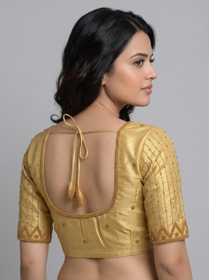 HANDWORK READY MADE  BLOUSE AARI WORK (GOLD)
