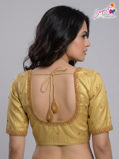 HANDWORK READY MADE  BLOUSE AARI WORK (GOLD)