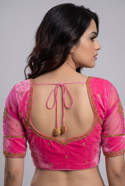 Pink  handwork Designer blouse