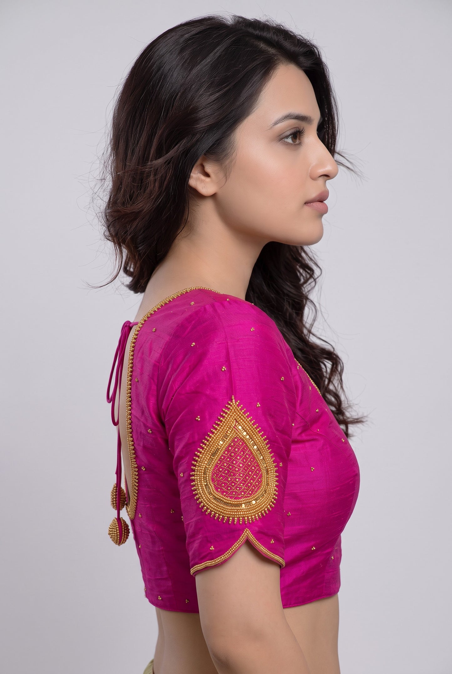HANDWORK READY MADE BLOUSE  AARI WORK (RED)