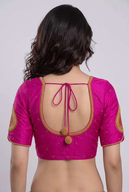 HANDWORK READY MADE BLOUSE  AARI WORK (RED)