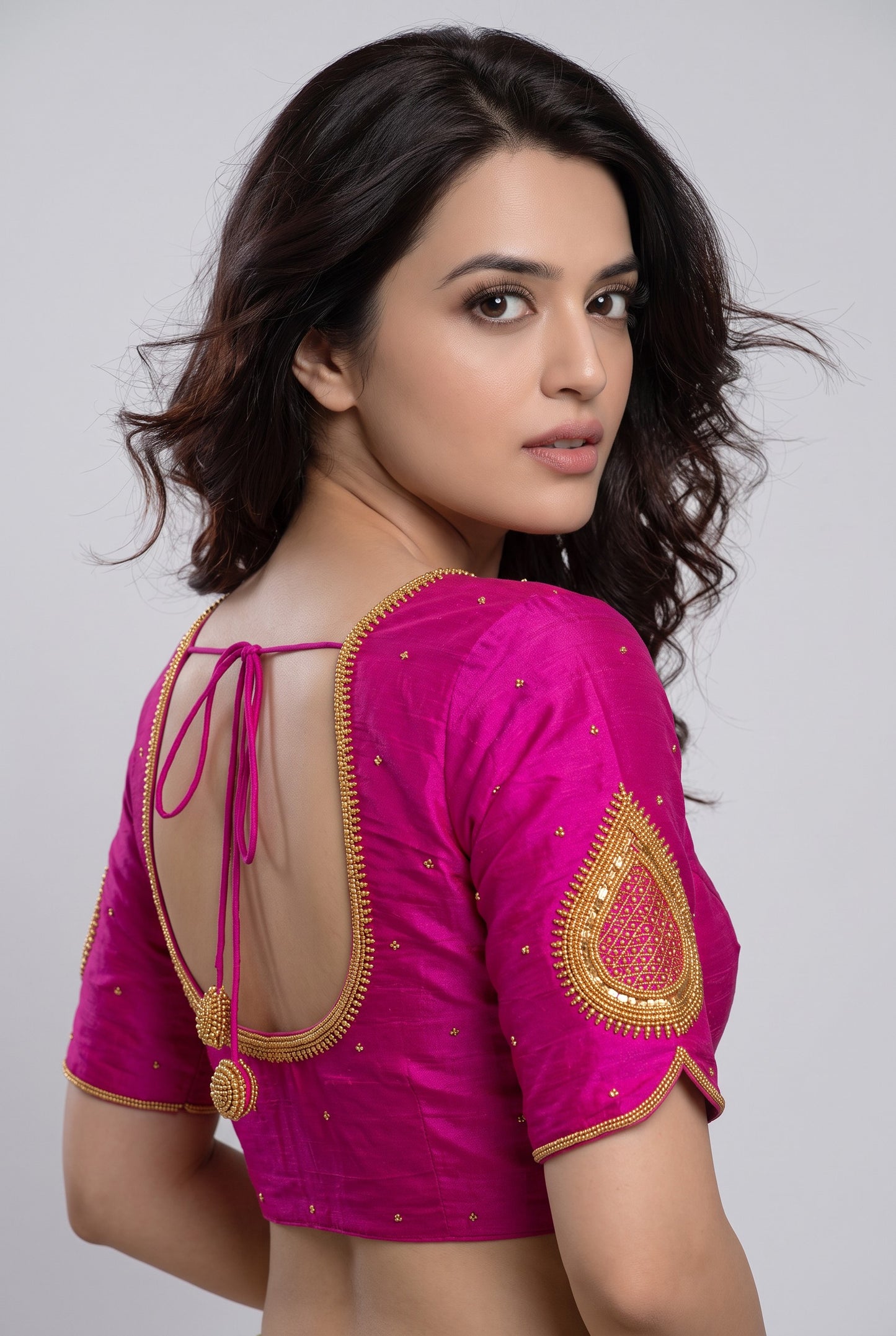 HANDWORK READY MADE BLOUSE  AARI WORK (RED)
