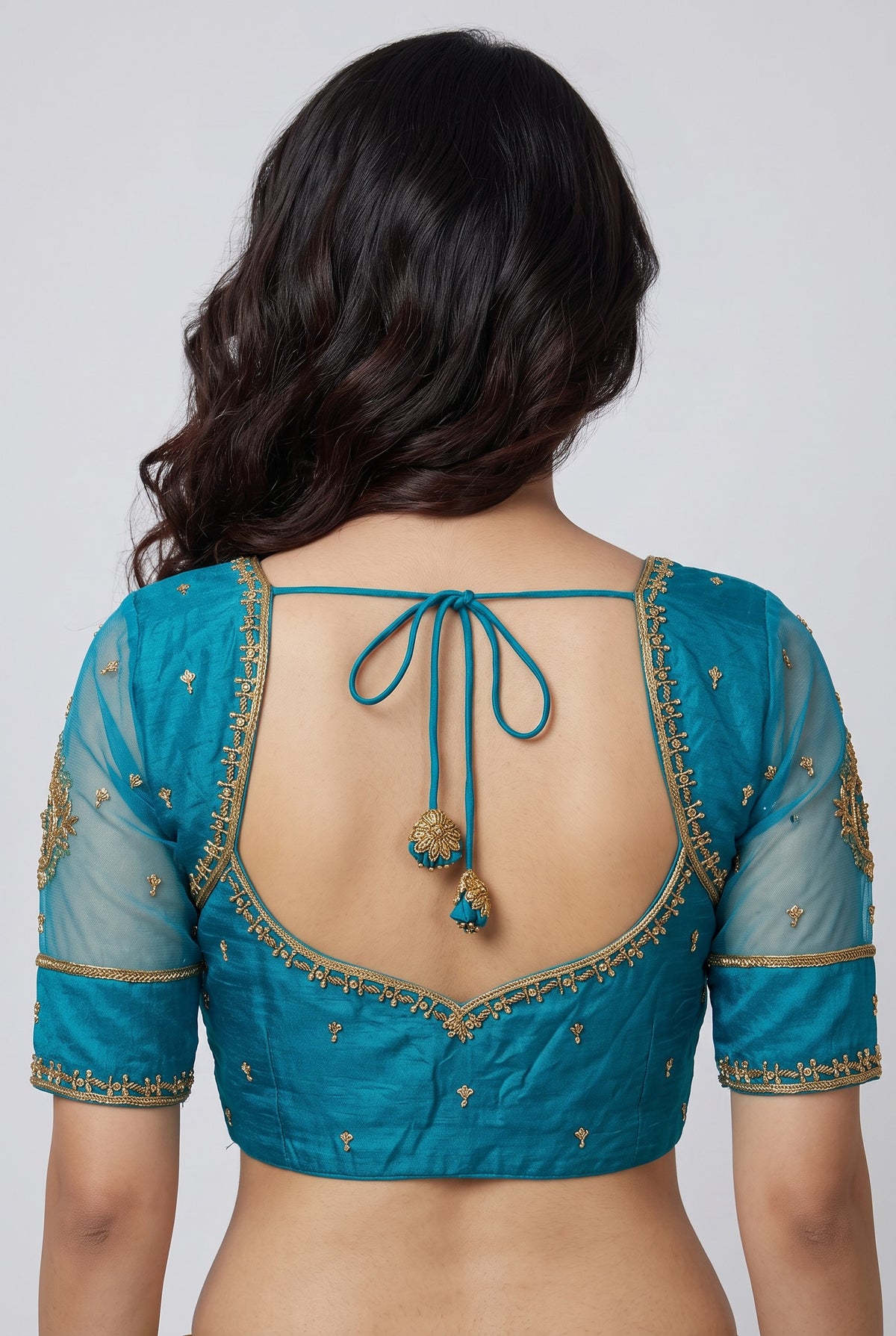 Peacock blue  handwork Designer blouse