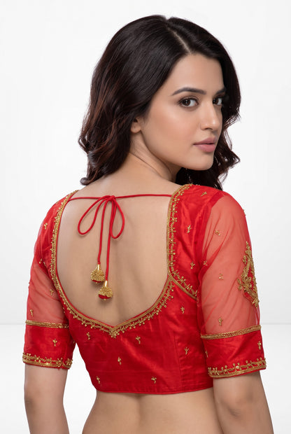 Red handwork Designer blouse