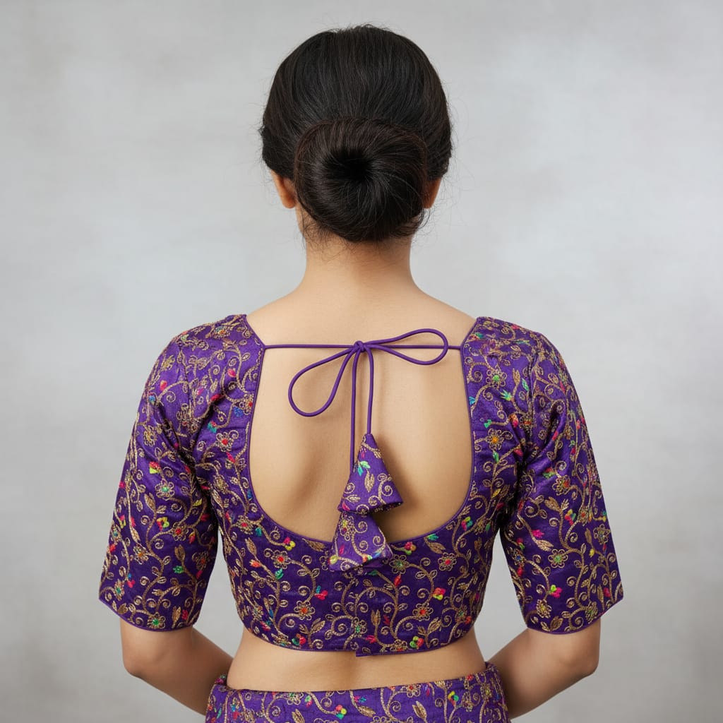 Multi Raw silk embroidery Blouse