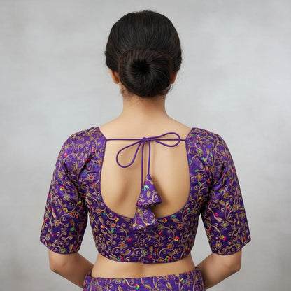 Multi Raw silk embroidery Blouse