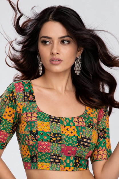STRETCHABLE BLOUSE AJRAK PRINT