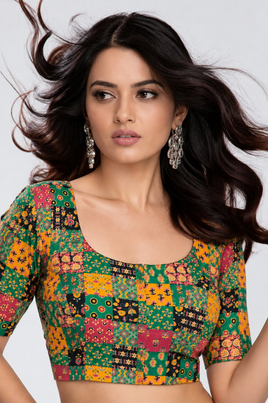 STRETCHABLE BLOUSE AJRAK PRINT