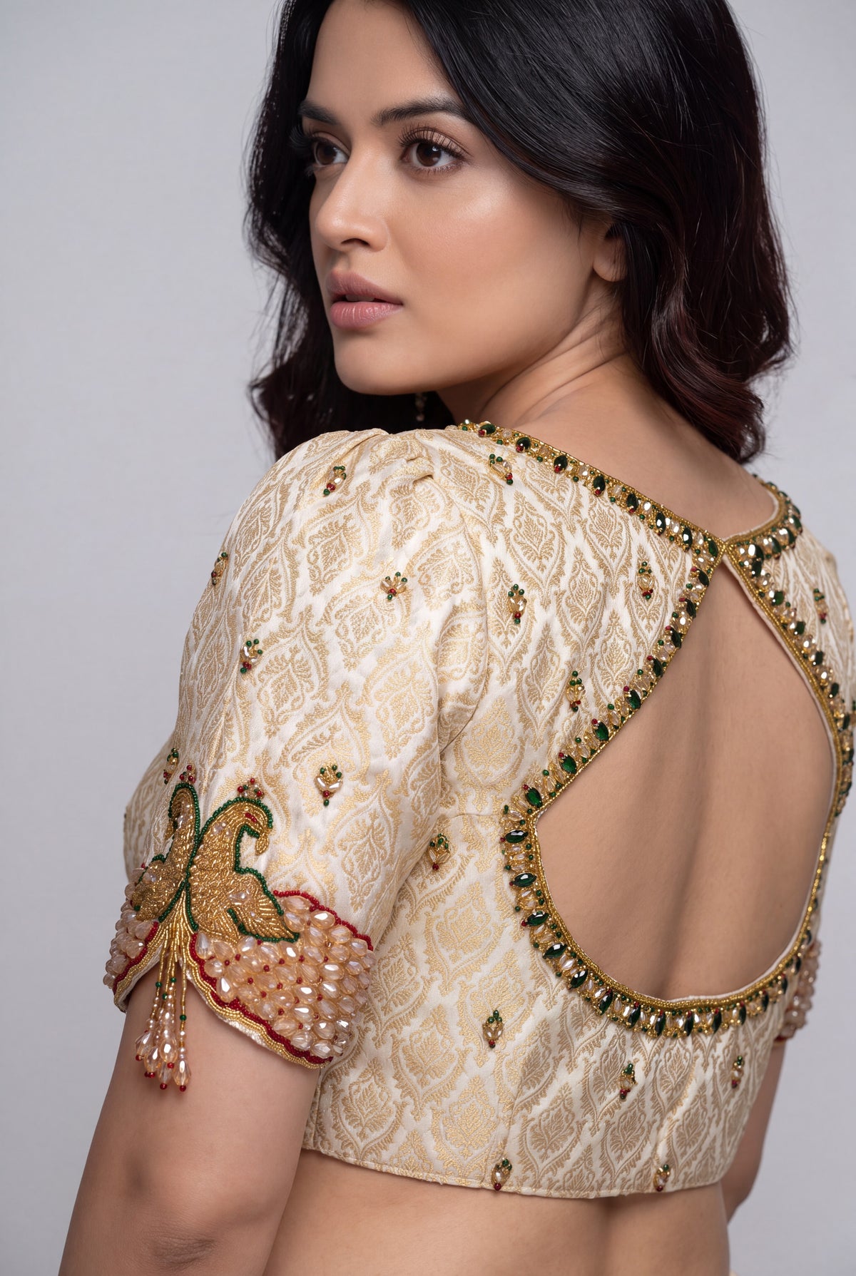 Gold handwork jewelary style blouse