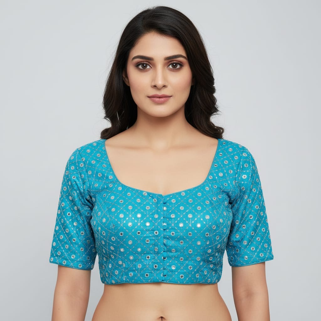 Mirror work fancy blouse