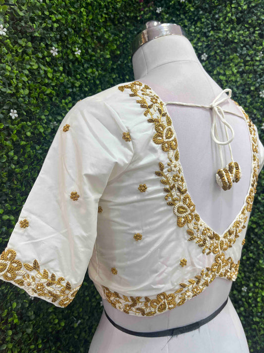 Handwork designer Ari work blouse Cream/ off white color