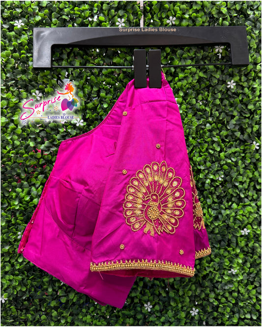 Designer handwork Ari work blouse Pink color