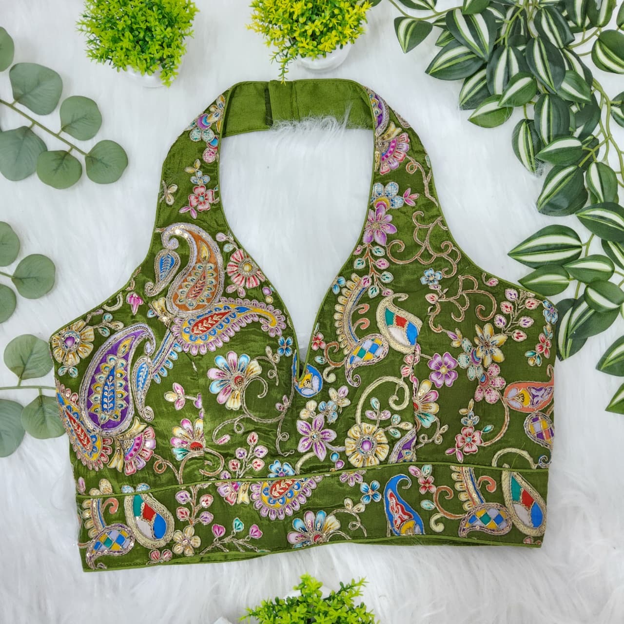 Multicolour alter neck blouse