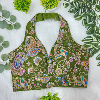 Multicolour alter neck blouse