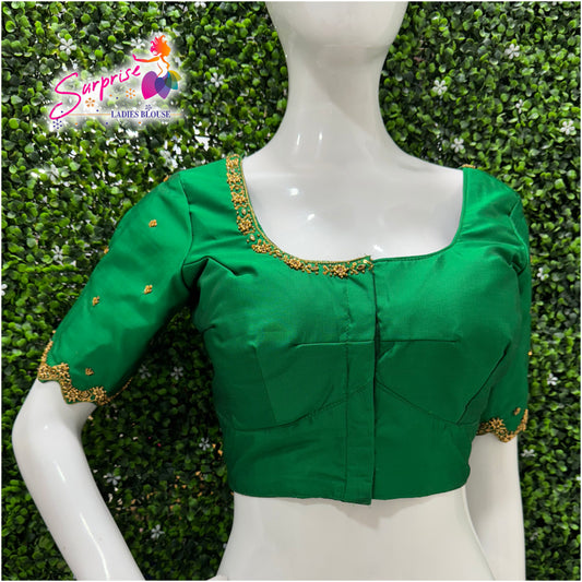 Handwork designer Ari work blouse  green color