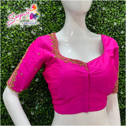 Handwork designer Ari work Readymade Blouse  Pink color