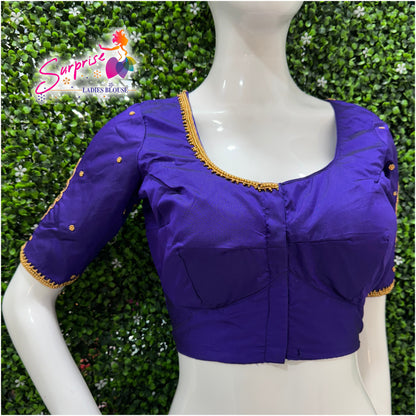 Designer handwork Ari work blouse Blue color