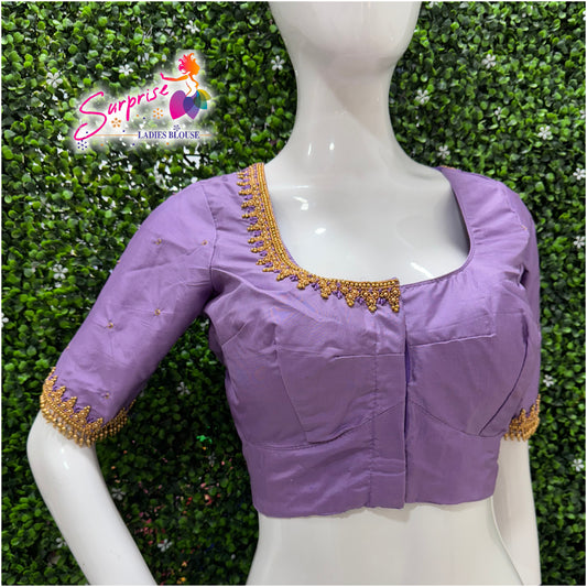 Designer handwork Ari work blouse Lavender color