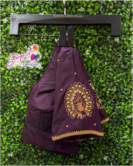 Designer handwork Ari work blouse Maroon color