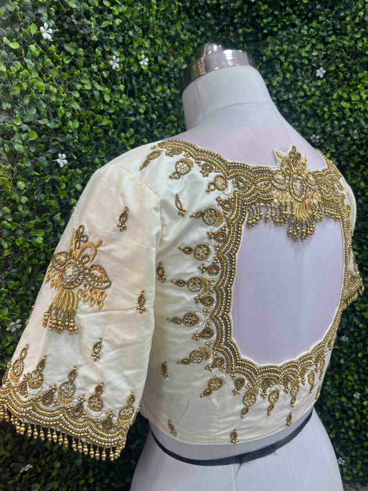 Handwork designer Ari work blouse Cream/ off white color