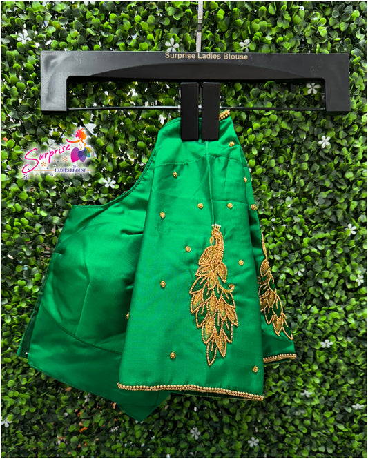 Designer handwork Ari work blouse Green color