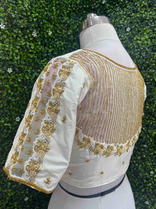 Handwork designer Ari work blouse Cream/ off white color