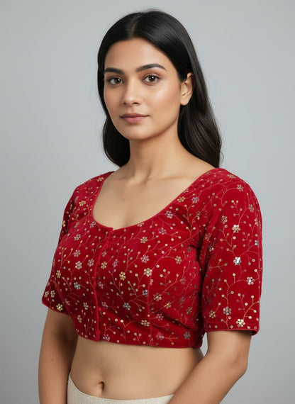Velvet multicolour fancy blouse