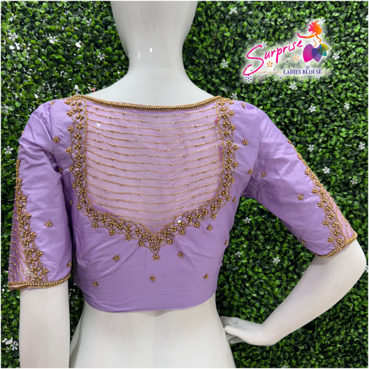 Designer handwork Ari work blouse Lavender color