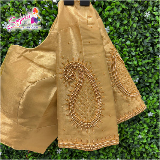 Simple handwork  readymade blouse  gold color
