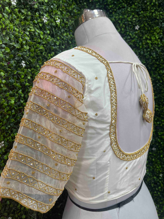 Handwork designer Ari work blouse Cream/ off white color