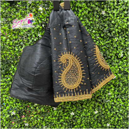 Handwork designer readymade blouse  black color