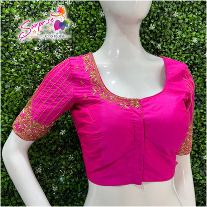 Handwork designer Ari work Readymade Blouse  Pink color